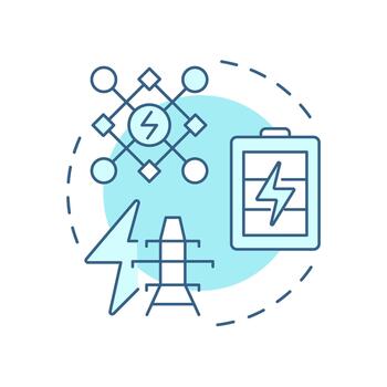 Smart energy grids soft blue concept icon. Modern electricity networks. Sustainable urban development. Round shape line illustration. Abstract idea. Graphic design. Easy to use in booklet vector
