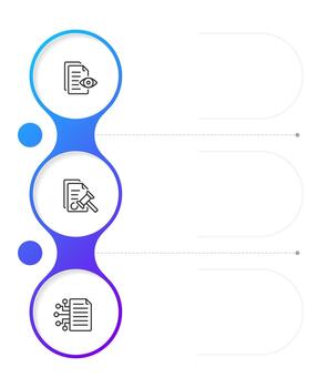 Business processes digitization infographic blue gradient circles. Innovative technology in commerce. Editable thin line icons diagram process with 3 steps vector