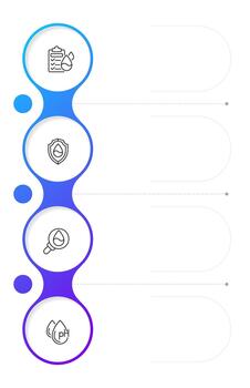 Water quality testing infographic blue gradient circles. Drinking liquid testing. Aqua sources control. Editable thin line icons diagram process with 4 steps vector