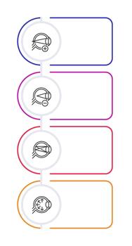 Common eye diseases infographic rounded rectangles. Diagnostics of vision problems. Vision treatment. Editable thin line icons diagram process with 4 steps vector