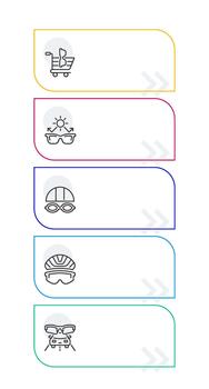 comprar lentes infografía redondeado rectángulos elegir gafas para varios propósitos. estilo y cuidado de la salud. editable Delgado línea íconos diagrama proceso con 5 5 pasos vector