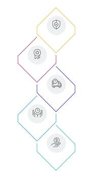 actuación y eficiencia infografía rombos vertical. cliente Servicio mejora. editable Delgado línea íconos diagrama proceso con 5 5 pasos vector