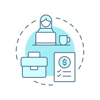 Sole proprietorship soft blue concept icon. Business structure. Corporate growth strategy. Entrepreneurship. Round shape line illustration. Abstract idea. Graphic design. Easy to use in infographic vector