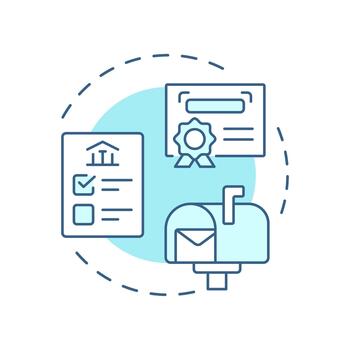 File articles of organization soft blue concept icon. Create LLC. Limited liability company. Legal business. Round shape line illustration. Abstract idea. Graphic design. Easy to use in infographic vector