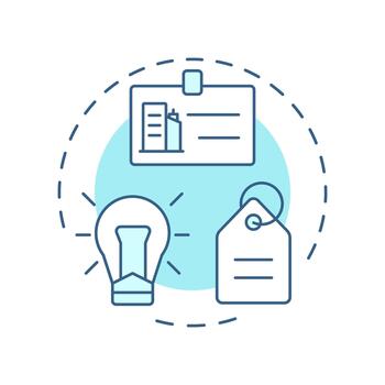 Business name soft blue concept icon. Reflect your brand identity. Create LLC. Limited liability company. Round shape line illustration. Abstract idea. Graphic design. Easy to use in infographic vector