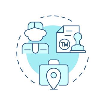 Registered agent soft blue concept icon. Receive legal documents. Create LLC. Limited liability company. Round shape line illustration. Abstract idea. Graphic design. Easy to use in infographic vector