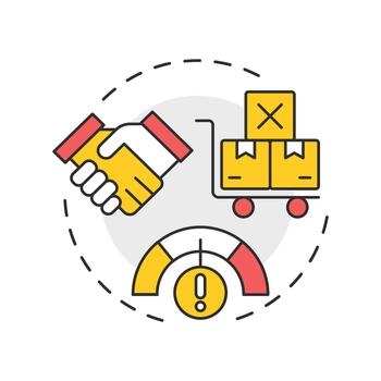 Voluntary export restraints multi color concept icon. Trade restriction. Supply chain. Business partnership. Round shape line illustration. Abstract idea. Graphic design. Easy to use article vector