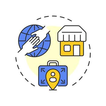 Common market multi color concept icon. Retail business, worldwide commerce. Economic integration. Round shape line illustration. Abstract idea. Graphic design. Easy to use in article, brochure vector