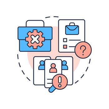 Bad hiring practices multi color concept icon. Wrong recruit. Cause of involuntary employee turnover. Round shape line illustration. Abstract idea. Graphic design. Easy to use in promotional material, vector