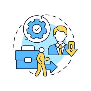 funcional Rotación multi color concepto icono. pobre ejecutando personal. personal desgaste tipo. redondo forma línea ilustración. resumen idea. gráfico diseño. fácil a utilizar en promocional material, vector