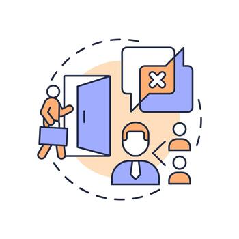 Ineffective management multi color concept icon. Talents loss. Cause of voluntary employee turnover. Round shape line illustration. Abstract idea. Graphic design. Easy to use in promotional material, vector