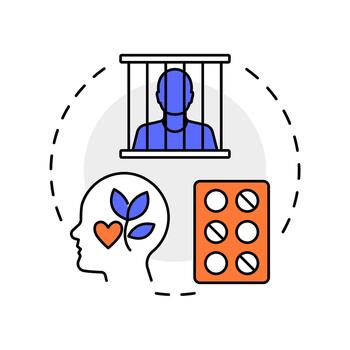 Inmate mental health multi color concept icon. Healthcare. Contemporary issues in correctional management. Round shape line illustration. Abstract idea. Graphic design. Easy to use in booklet vector