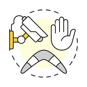 disuasión multi color concepto icono. inculcar temor de castigo. crimen prevención. correcciones gestión. redondo forma línea ilustración. resumen idea. gráfico diseño. fácil a utilizar en folleto vector