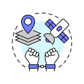 Inmate tracking multi color concept icon. Technologies to monitor location. Correctional management system. Round shape line illustration. Abstract idea. Graphic design. Easy to use in booklet vector