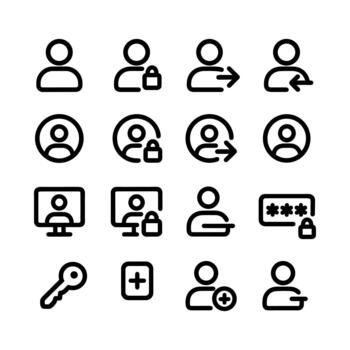 contorno sencillo usuario cuenta perfil acceso firmar en interfaz icono conjunto vector