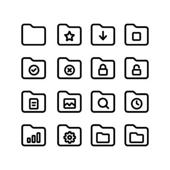 Simple Outline Style Collection of Folder Icon for User Interface Design vector