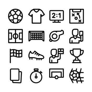 contorno sencillo fútbol americano juego elemento conjunto forma icono colección vector