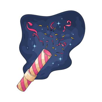 ilustración de explotando fiesta corchete con papel picado vector