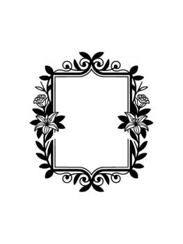 elegante silueta de un decorativo florido rectangular marco adornado con estilizado rosas y lirios vector