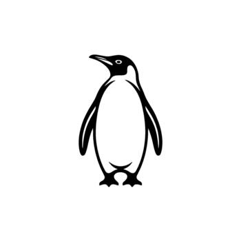 A simple and elegant illustration of a standing penguin with distinct markings and flippers isolated vector