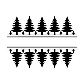 A stylized featuring a symmetrical arrangement of simplified fir trees with striped horizontal borders evoking a natural yet abstract winter or forest theme vector