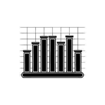 A minimalist illustration of a stylized bar chart with varying height bars presented vector