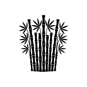 estilizado silueta ilustración de un denso racimo de segmentario bambú tallos con avivado hojas aislado vector