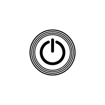 A stark minimalist of a power symbol with concentric circular lines within a circular outline vector