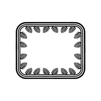 Minimalist frame featuring repeating fern leaf motifs along a double rounded border vector