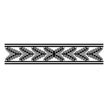 A line art illustration of a repeating symmetrical border pattern inspired by pine branches with fine needle details vector