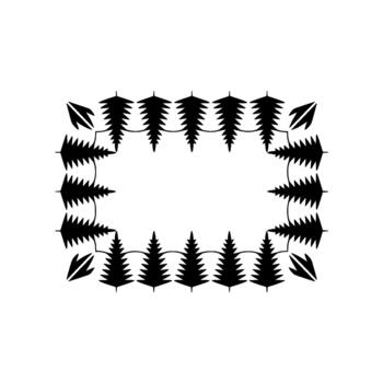 un rectangular marco formado por repitiendo estilizado hojas perennes arboles con puntiagudo flecha elementos vector