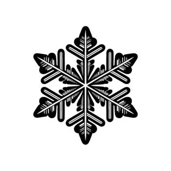A precisely rendered symmetrical sixpointed snowflake illustration with intricate geometric detailing and sharp edges vector