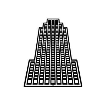 A stark illustration of a modern skyscraper with repetitive window patterns vector