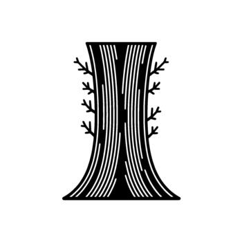 Minimalist illustration of a stylized tree trunk with symmetrical branch stubs vector