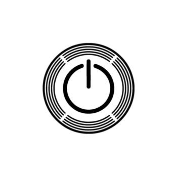 A minimalist of a power button with concentric circular lines and radial spokes vector