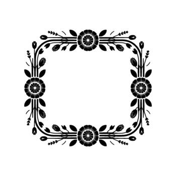 un minimalista silueta de un decorativo rectangular marco adornado con repitiendo floral motivos y botánico elementos vector