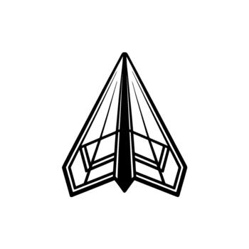 Stylized geometric outline of a folded paper airplane with sharp angles and sharp lines vector