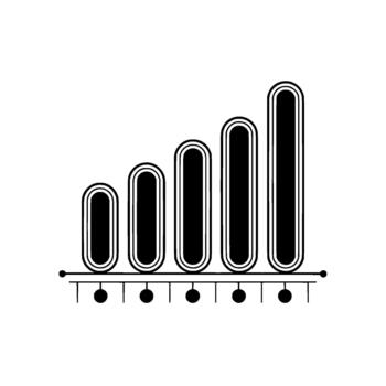 A minimalist illustrating a progressive bar chart with rounded vertical bars increasing in height vector