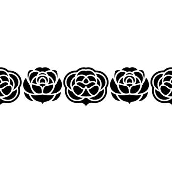 un sin costura decorativo frontera modelo presentando un repitiendo fila de estilizado Rosa flores con intrincado pétalo detalles aislado vector