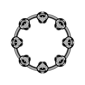 un minimalista circular presentando un repitiendo modelo de estilizado Rosa motivos interconectado por concéntrico a rayas anillos vector