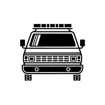 Minimalist illustration of the front view of an emergency response vehicle vector