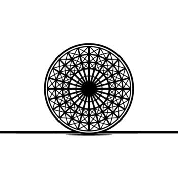 resumen geométrico circular mandala modelo con intrincado radiante líneas y triangular segmentos vector