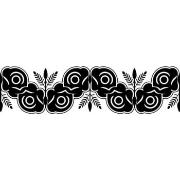 A repeating of stylized roses with layered petals and simple leaf elements creating a decorative border vector