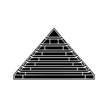 A stark geometric illustration of a stepped pyramid structure with clean lines and distinct layers vector