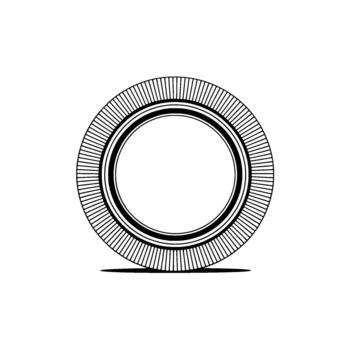 A element featuring a concentric circle motif with radial lines and a subtle shadow effect vector