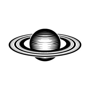 un negrita ilustración de el planeta Saturno con distinto anillos representado utilizando líneas y segmentos vector