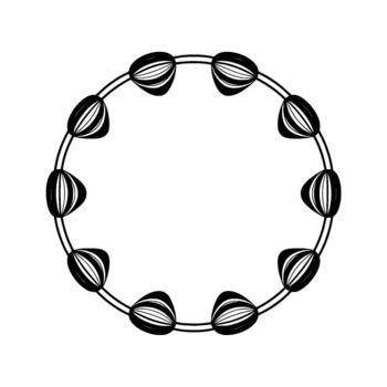 Minimalist of a circular abstract pattern featuring alternating striped oval shapes connected by double curved lines vector