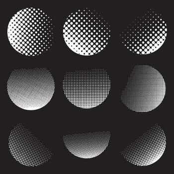 Abstract circle halftone dot pattern collection vector