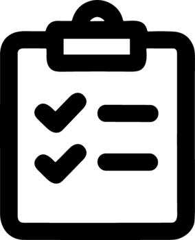 Simple black line icon of a clipboard with a checklist out vector