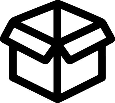 Simple black line icon of an open cardboard box vector